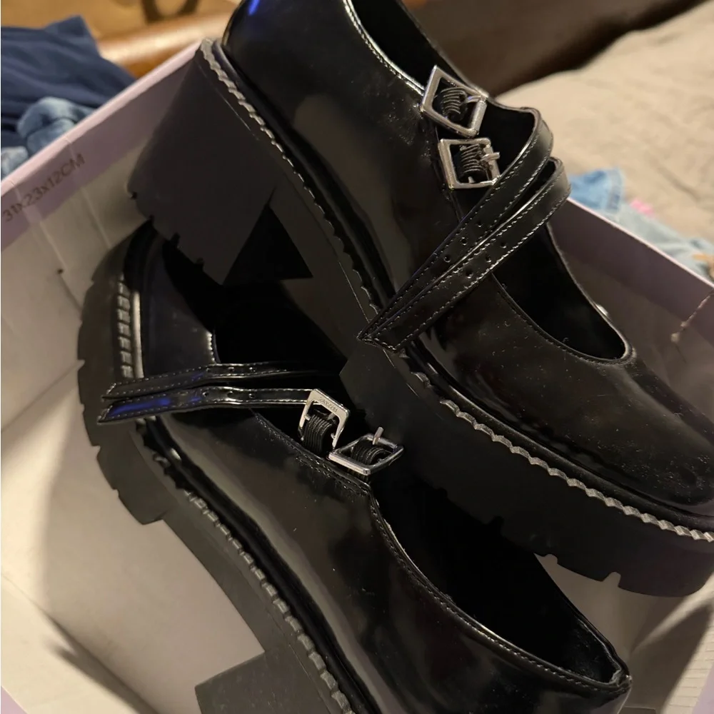 Madden Girl Glossy Black Mary Jane Shoes - Picture 2 of 6